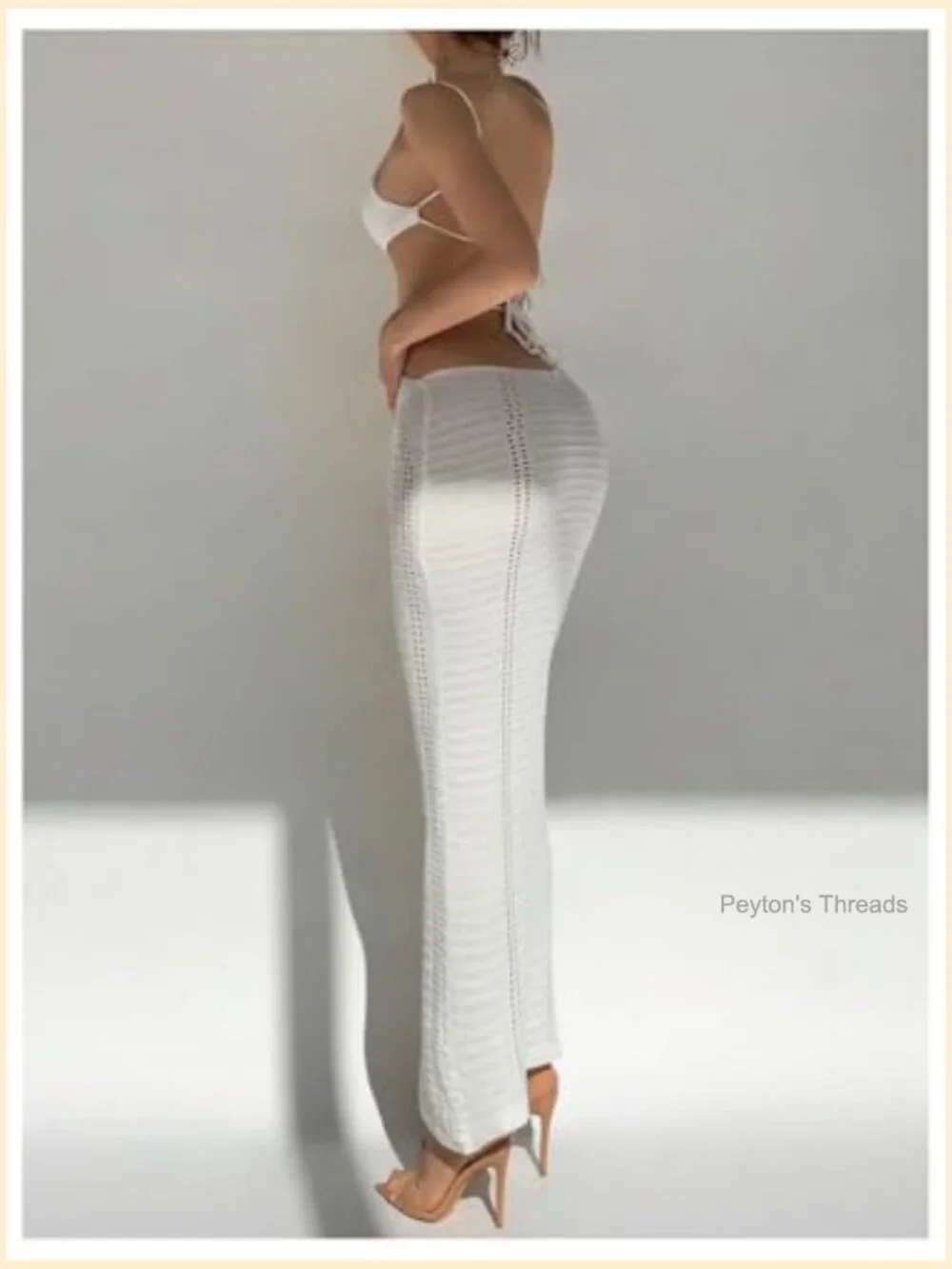 Open Back Crochet Bodycon Maxi Dress Cut Out Knitted Slimming Cocktail Dress - Picture 4 of 5